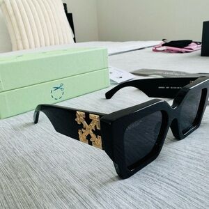 XSOLDX Off-White Black Sunglasses with Gold Arrow Hardware